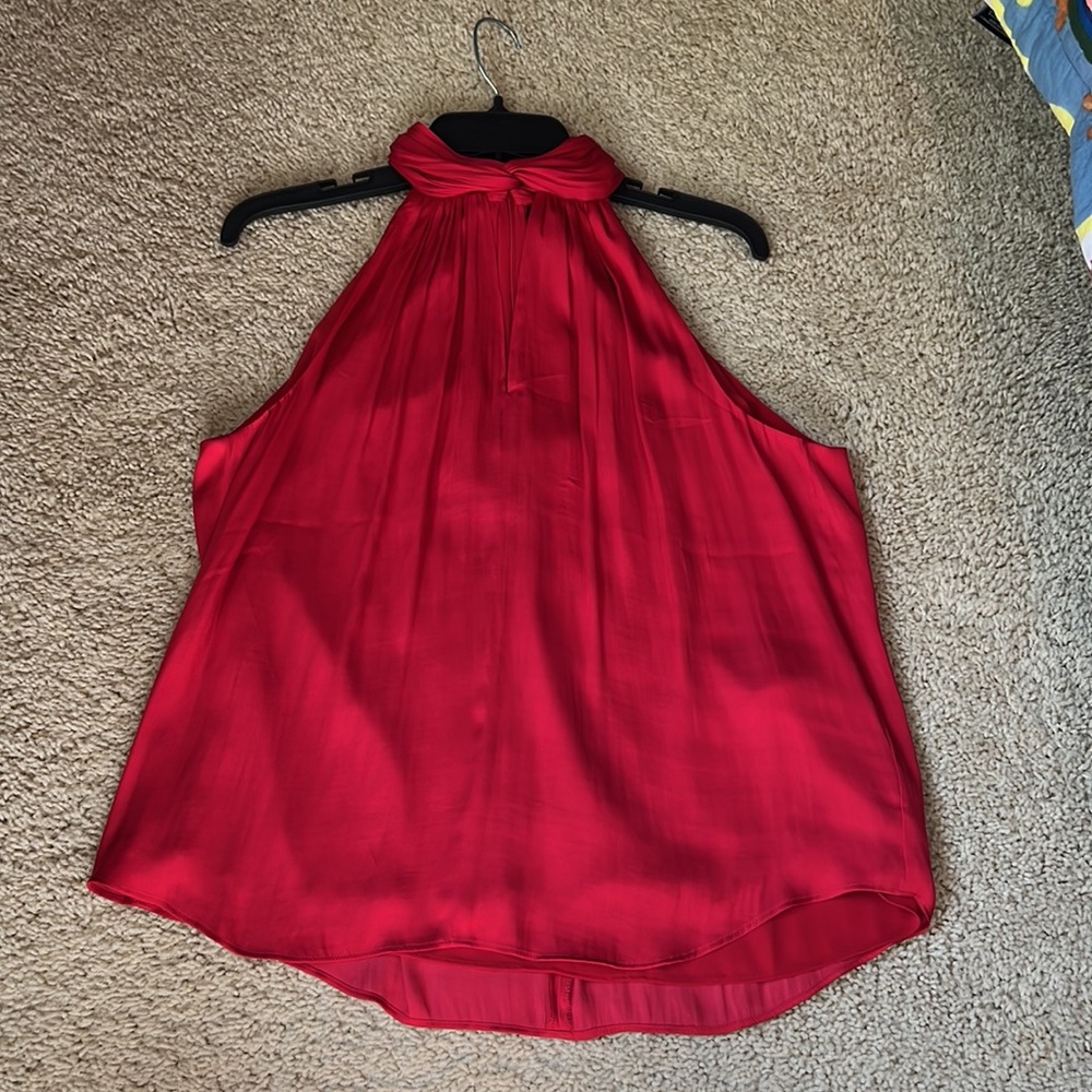 Red Banana Republic blouse with keyhole cutout neckline